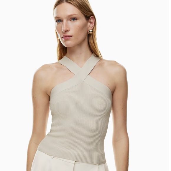 Aritzia Tops - Sculpt Knit Criss Cross Tank - Cream - Size Large